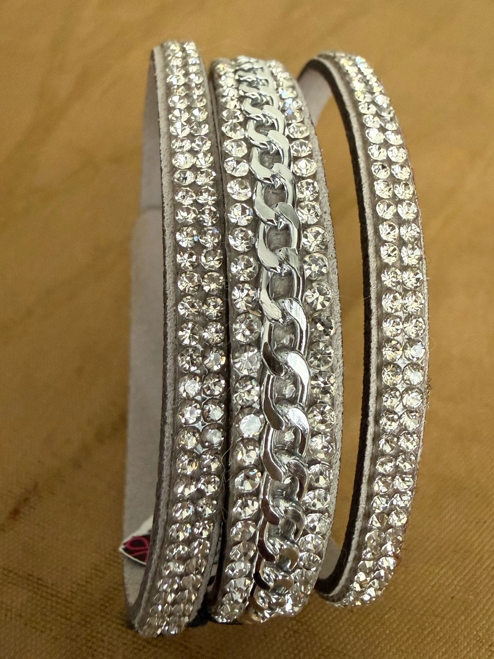 paparazzi Silver Crystal Multi-Row Chain Wrap Bracelet